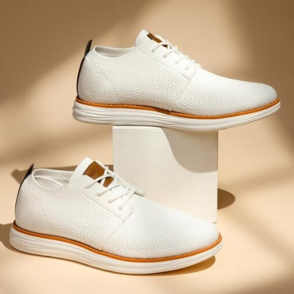 ⚡Bruno Marc Men White Knit Flex Mesh Oxfords Lace-Up Lightweight Casual Sneakers - Picture 1 of 9